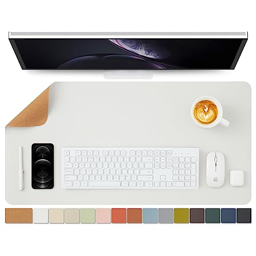 Kork Schreibtischunterlage - Doppelseitige Schreibtischauflage für Büro und Zuhause - Als große Mausunterlage und Schreibtischmatten auf Schreibtischen（Weiß、80cmx40cm） von HOMIEAZICOZI