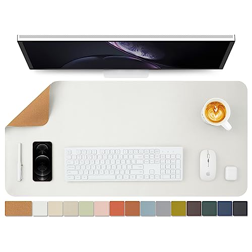 Kork Schreibtischunterlage - Doppelseitige Schreibtischauflage für Büro und Zuhause - Als große Mausunterlage und Schreibtischmatten auf Schreibtischen（Weiß、90cmx43cm） von HOMIEAZICOZI