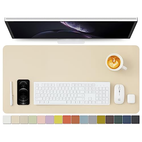 Leder-Schreibtischunterlage – rutschfeste PU-Schreibtischunterlage und Mauspads für Büro und Zuhause – Schreibtisch-Organisation und Zubehör (Beige,80cmx 40cm) von HOMIEAZICOZI