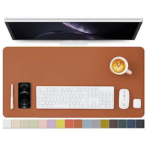 Leder-Schreibtischunterlage – rutschfeste PU-Schreibtischunterlage und Mauspads für Büro und Zuhause – Schreibtisch-Organisation und Zubehör (Braun,80cmx 40cm) von HOMIEAZICOZI