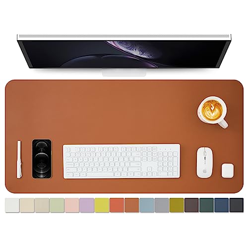 Leder-Schreibtischunterlage – rutschfeste PU-Schreibtischunterlage und Mauspads für Büro und Zuhause – Schreibtisch-Organisation und Zubehör (Braun,90cmx 43cm) von HOMIEAZICOZI