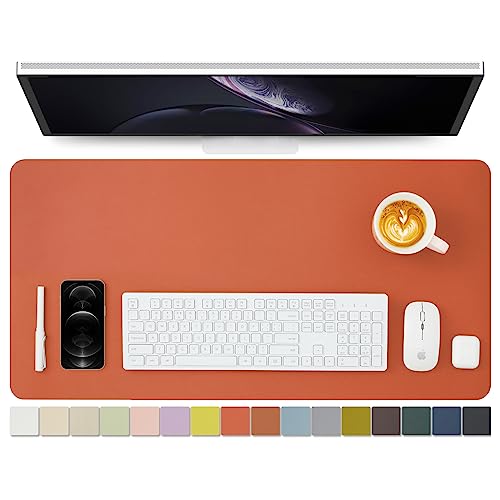 Leder-Schreibtischunterlage – rutschfeste PU-Schreibtischunterlage und Mauspads für Büro und Zuhause – Schreibtisch-Organisation und Zubehör (Orange,80cmx 40cm) von HOMIEAZICOZI