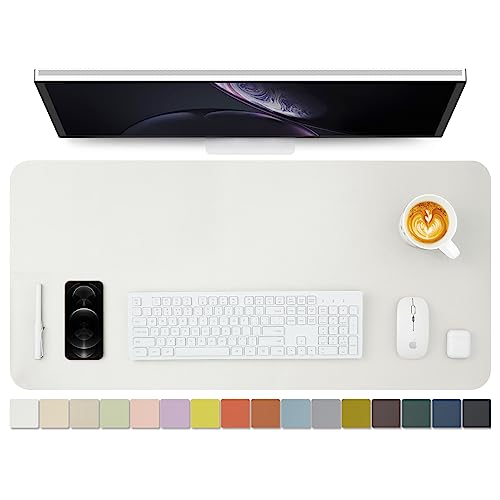 Leder-Schreibtischunterlage – rutschfeste PU-Schreibtischunterlage und Mauspads für Büro und Zuhause – Schreibtisch-Organisation und Zubehör (Weiß,90cmx 43cm) von HOMIEAZICOZI