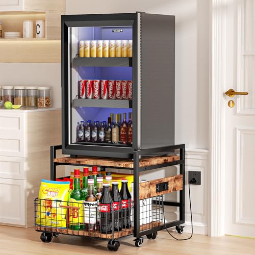Mini-Kühlschrankständer mit großen Rädern, Steckdose, Mini-Kühlschranktisch mit 100 kg Kapazität, mit Ladestation für Zuhause, Schlafsaal, Büro, Schlafzimmer, 50 x 50 cm Mini-Kühlschrankständer mit großen Rädern, Steckdose, Mini-Kühlschranktisch mit 100 kg Kapazität, mit Ladestation für Zuhause, Schlafsaal, Büro, Schlafzimmer, 50 x 50 cm von HOMIJIABRO