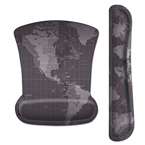 HOMKUMY Mouse Pad with Wrist Support and Keyboard Wrist Rest, Ergonomic Memory Foam Wrist Cushion Support with Non Slip Rubber Base Set for Computer, Laptop, Mac, Easy Typing & Pain Relief, World Map HOMKUMY Mouse Pad with Wrist Support and Keyboard Wrist Rest, Ergonomic Memory Foam Wrist Cushion Support with Non Slip Rubber Base Set for Computer, Laptop, Mac, Easy Typing & Pain Relief, World Map von HOMKUMY