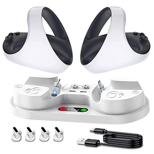 HOMSCAM Ladestation für PS VR2, Dual-Schnellladestation für PS VR2 Sense Controller mit Led-Anzeige, PSVR2 Ladestation mit 4 Type-C Magnetische Schnittstelle und Type-C Kabel für PSVR2 Zubehör von HOMSCAM