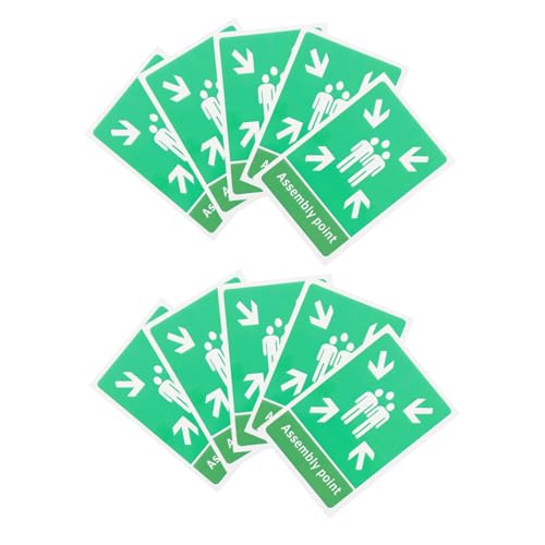 HOMSFOU 10 Stück Evakuierungszeichenaufkleber Notausgang Schild Sicherheitszeichen Sichtbares Evakuierungsschild Brandsammelpunktschild im Freien Feuerausschreibung PVC Green von HOMSFOU
