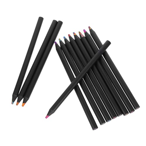 HOMSFOU 12 Stück Buntstiftset Malutensilien Schulmaterial Für Bleistiftstifte Gespitzte Bleistifte Zeichnen Bleistifte Löschbare Farbstifte Buntstifte Für Black Holz von HOMSFOU