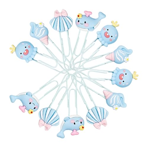 HOMSFOU 12 Stück Marine Animal Paper Clip Buchmarkierungen Tier-lesezeichen-clips Lustige Lesezeichen Süße Lesezeichen Cartoon-lesezeichen Büroklammern Für Zu Hause Tierbuchmarker Metall von HOMSFOU