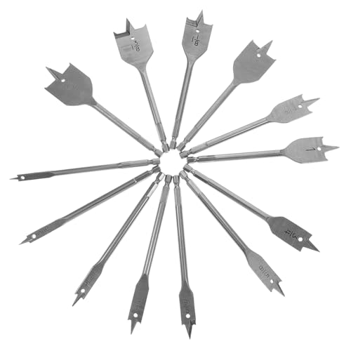 HOMSFOU 13-Teiliges Set Flachbohrer für die Holzbearbeitung holzbohrer set self centering drill bit lochbohrer metallbohrer 3/8 Bohrer Senkbohrer Spatenbohrer Handbohrmaschine Stahl Silver von HOMSFOU