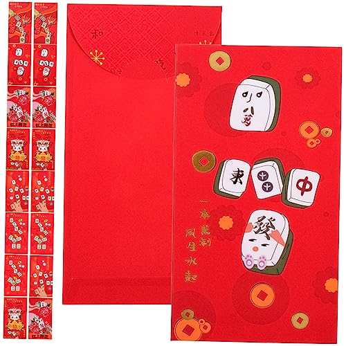 HOMSFOU 18Stücke Mahjong Muster Rote Umschläge für Chinesische Neujahr Glücksgeldpakete aus Dickem für Mahjong Fans und Festliche Anlässe von HOMSFOU