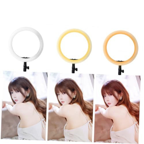 HOMSFOU 1Satz LED Ringlicht Mit Stativ Dimmbar Dreifarbiges Für Fotografie Video Tragbares Für Make Up Mit Stativ Flexibler Handyhalterung von HOMSFOU