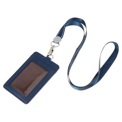 HOMSFOU 1Stück Tragbarer Ausweisinhaber Aus Hochwertigem PU Leder Mit Lanyard Doppelseitigem Design Für Id Karten Namensschilder Schlüssel Und Geschäftliche Anlässe von HOMSFOU