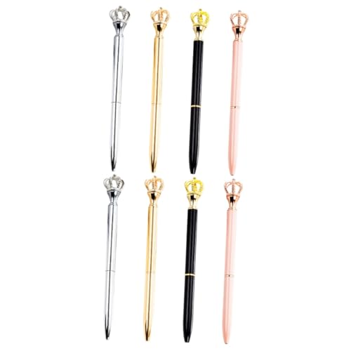 HOMSFOU 2 Sätze Krone Kugelschreiber Schwarz Mit Kronen Sign Pen Rosa Kugelschreiber Goldener Kugelschreiber Unterschrift-stift Schulbriefpapier Schreibstift Für Schüler Metall 4 Stück * 2 von HOMSFOU