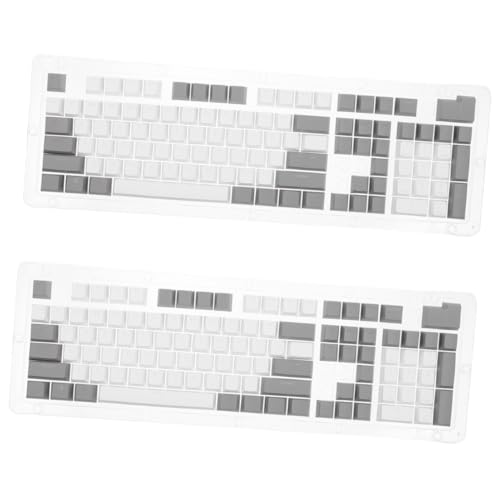 HOMSFOU 2 Sätze Tastenkappe Computertastaturen weißgraue Tastaturkappen mechanische Tastaturen Funky weiße Tastatur leuchtendes Zubehör Tastaturschutz Bunte Tastaturkappen durchscheinend von HOMSFOU