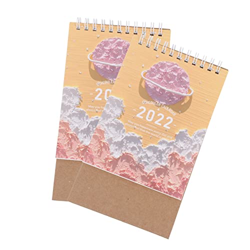 HOMSFOU 2 Stück Desktop-tischkalender 2022 Neujahrskalender Dekorativer Kalender Für Zu Hause Retro-kalender Kalender Exquisiter Kalender Roman Kalender Papier Yellow von HOMSFOU