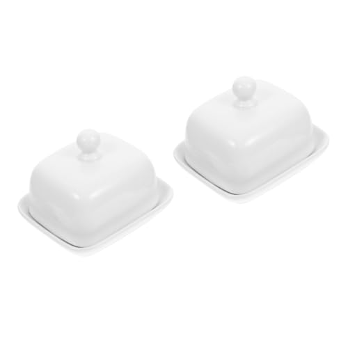 HOMSFOU 2 Stück Keramik-Butterbox Abgedeckte Butterdose Küchenbehälter Mit Deckel Dessertschale Tablett Küchenbutterdose Butteraufbewahrung Küchenbedarf Brioche-Brötchen Käse HOMSFOU 2 Stück Keramik-Butterbox Abgedeckte Butterdose Küchenbehälter Mit Deckel Dessertschale Tablett Küchenbutterdose Butteraufbewahrung Küchenbedarf Brioche-Brötchen Käse von HOMSFOU