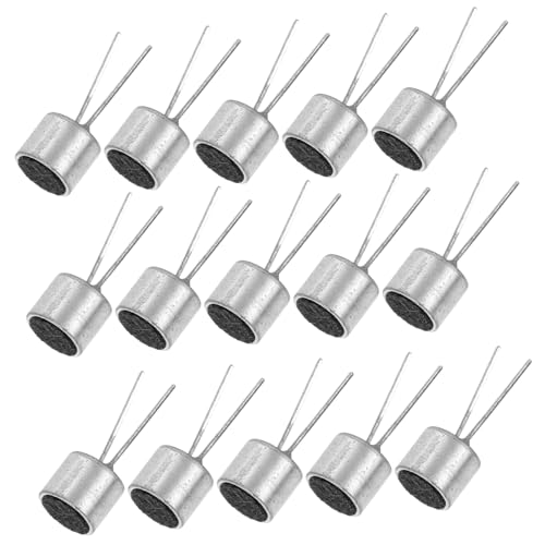 HOMSFOU 20 Stück Hochempfindlicher Mikrofonkopf Zylinderförmiges Mikrofon Tonabnehmermikrofon mit 2 Pins verdrahtet Elektret-Mikrofon-Tonabnehmer Elektretmikrofon Kupfer von HOMSFOU