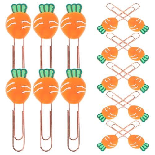 HOMSFOU 20 Stück Karotten-lesezeichen Sortiert Geformt Thematisiert Mini Papierclip Büroklammern Büro Karikatur Clips Hallo Süße Büroklammern Karotten-büroklammern D Orange Weiches Gummi von HOMSFOU