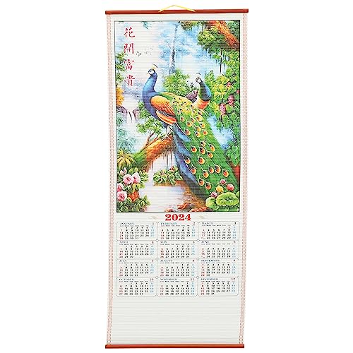 HOMSFOU 2024 Chinesischer Wandkalender 2024 Das Jahr Des Drachen Hängekalender Feng Shui Dekoration Für Wohnzimmer Büro B von HOMSFOU