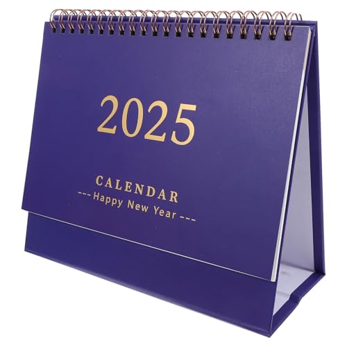 HOMSFOU 2025 Stehkalender mit Spiralbindung (19x16.5cm) - Tischkalender für Büro & Zuhause mit Monatsübersicht von HOMSFOU
