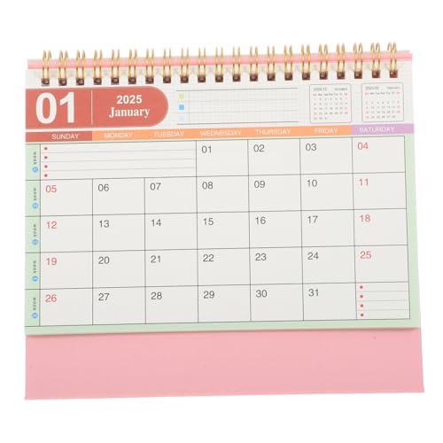 HOMSFOU 2025 Tischkalender Stand Kalenderschreibtisch Büro Süßer Kalender Stehen Steht Monatlich Flip-desktop-kalender Papier Rosa von HOMSFOU