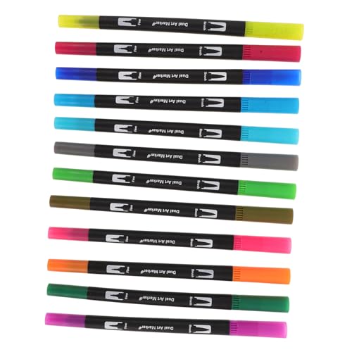 HOMSFOU 24 Stück Aquarellpinsel-set Doppelseitige Markierungen Markierstifte Mit Doppelbürste Handbeschriftungsstifte Abwaschbarer Marker Abwaschbare Farbmarker Black Pp-kunststoff von HOMSFOU