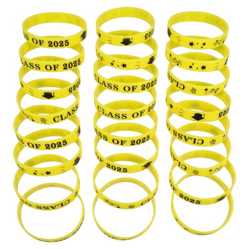 HOMSFOU 24 Stück Class of 2025 Silikonarmbänder - Gelb Abschlussbänder für Studenten Partyzubehör für die Abschlussklasse 2025 HOMSFOU 24 Stück Class of 2025 Silikonarmbänder - Gelb Abschlussbänder für Studenten Partyzubehör für die Abschlussklasse 2025 von HOMSFOU