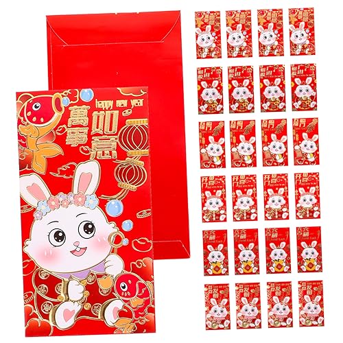 HOMSFOU 24Stücke Rote Umschläge Für Chinesische Neujahr Kreative Glücksumschläge Mit Kaninchen Frühlingsfestgeschenk Für Geldgeschenke Und Feiern von HOMSFOU