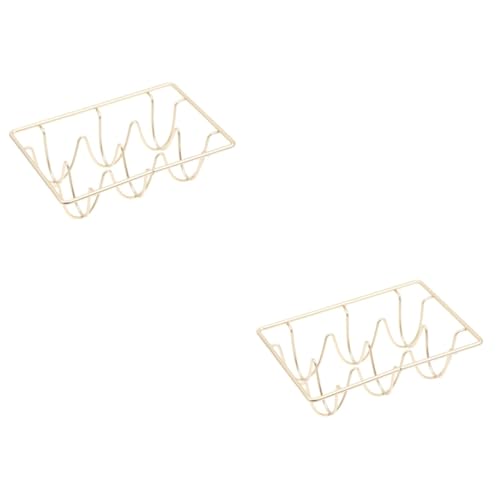 HOMSFOU 2St Zierbehälter goldenes dekoratives Tablett Eierhalter für den Kühlschrank Golddekor Kühlschrank Eierständer Eierregal aus Eisen Schmiedeeisen schmücken Ornamente Metall von HOMSFOU