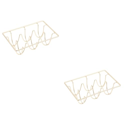 HOMSFOU 2St Zierbehälter goldenes dekoratives Tablett Eierhalter für den Kühlschrank Golddekor Kühlschrank Eierständer Eierregal aus Eisen Schmiedeeisen schmücken Ornamente Metall von HOMSFOU