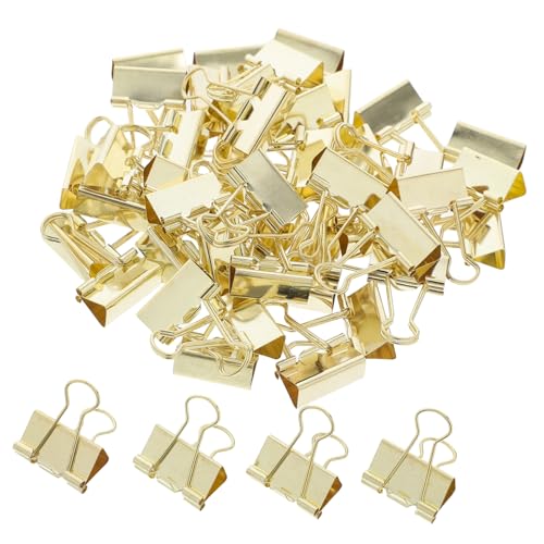 HOMSFOU 48 Stück Goldfarbener Metallclip Süße Bindeklammern Farbige Heftklammern Büroklammern Und Heftklammern Papierklammern Binderclip Papierverschlüsse Golden Eisen von HOMSFOU