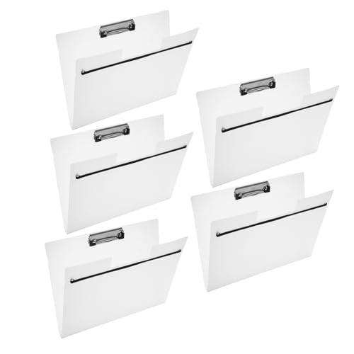 HOMSFOU 5 Stück Ordner Board Information Book Office-dokumentenklammern Datei Ordner Zwischenablagen Büro-klemmbrett Dateispeicher Zwischenablage Mit Dokumentieren Pp Weiß von HOMSFOU