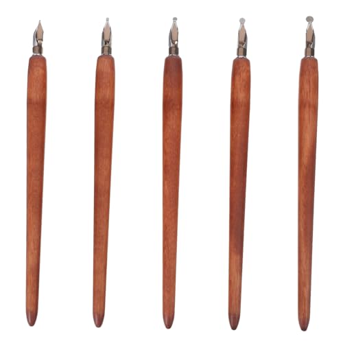 HOMSFOU 5 Stücke Set Kalligraphie Brunnen Stift Dip Pen Kalligraphie Kits Für Anfänger Stift Federn Holz von HOMSFOU