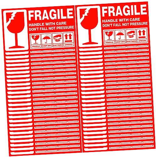 HOMSFOU 500Stücke Selbstklebende Fragile Aufkleber Warnhinweise Für Zerbrechliche Rote Sicherheitslabels Für Versand Und Verpackung Für Kisten Flaschen von HOMSFOU