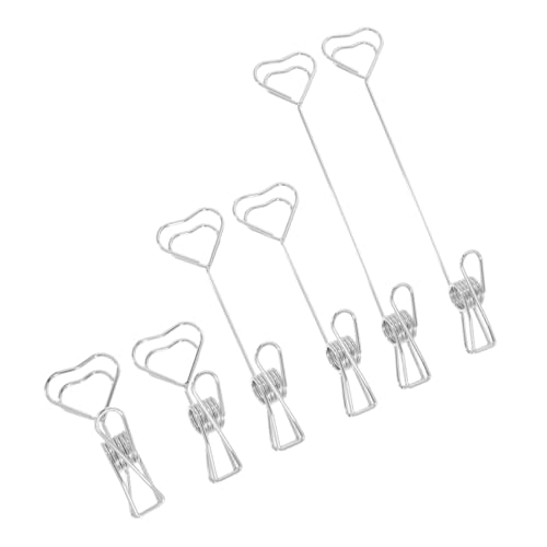 HOMSFOU 6 Stück Memorandum -halter Papierhalter Für Schreibtisch Herz-display-ständer Notizhalter Für Büroklammern Memo-clip-halterständer Memohalter Für Den Schreibtisch Silver Stahldraht von HOMSFOU