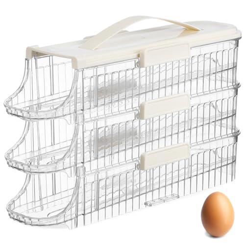 HOMSFOU Eierhalter Für Kühlschrank 3-Lagiger Automatisch Rollender Eier-Organizer Gestapelte Eierablage Kühlschrank Eieraufbewahrungsbehälter Spender Für Kühlschrank Wiederverwendbarer von HOMSFOU