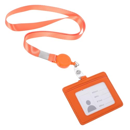 HOMSFOU Karten halter mit Lanyard Vertikaler Ausweishalter aus Leder Karten-Ausweishülle Ausweishalter aus vertikalem Leder Lederbänder für Ausweise Pu Orange HOMSFOU Karten halter mit Lanyard Vertikaler Ausweishalter aus Leder Karten-Ausweishülle Ausweishalter aus vertikalem Leder Lederbänder für Ausweise Pu Orange von HOMSFOU