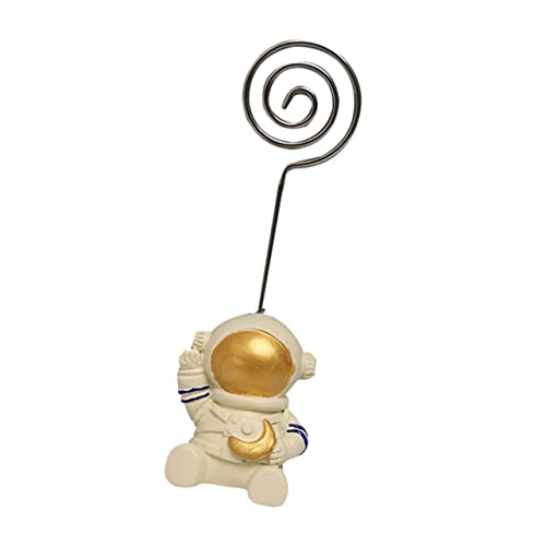 HOMSFOU Kreativer Notizclip Kartenhalter Stehen Notizhalter-clip Memohalter Süß Notizhalter Für Den Schreibtisch Stift Platzhalter Für Astronautenpartys Süße Platzhalter Name Gold Weiß von HOMSFOU