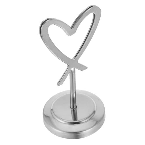 HOMSFOU Love Displayständer Kleiner Schilderhalter Clips Ständerhalter Zettelhalter Clipständer Memopapierhalter Tisch Memohalter Zettelhalter Metall Tischkarten Clips Silber Edelstahl von HOMSFOU