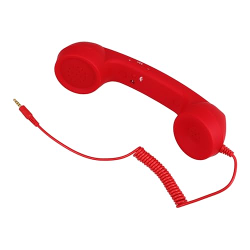HOMSFOU Retro -Mikrofon Retro-Handy Telefonhörer kabelgebundenes Mobilteil Kunststoff-Hörer Vintage-Mobilteil Handy Hörer Abs rot von HOMSFOU