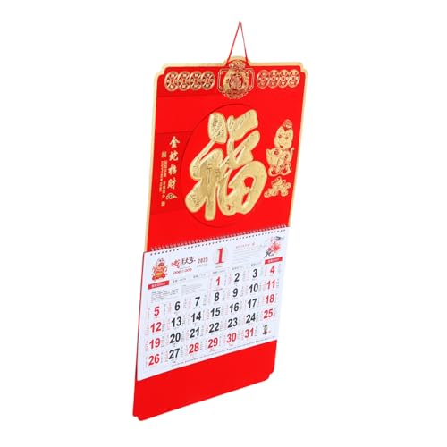 HOMSFOU Wandkalender Mit Segnendem Charakter Jahreskalender Kalender-whiteboard Für Die Wand Countdown-kalender Für Das Chinesische Neujahr Digitaler Kalenderplaner Kalenderwand Papier Rot von HOMSFOU