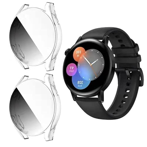 HOMTERN 2 Stück, kompatibel mit Huawei Watch GT3, 42 mm, 46 mm, flexible, kristallklare TPU-Vollabdeckung, stoßfest, kratzfest, Displayschutzfolie für Smartwatch-Zubehör (42 mm) von HOMTERN