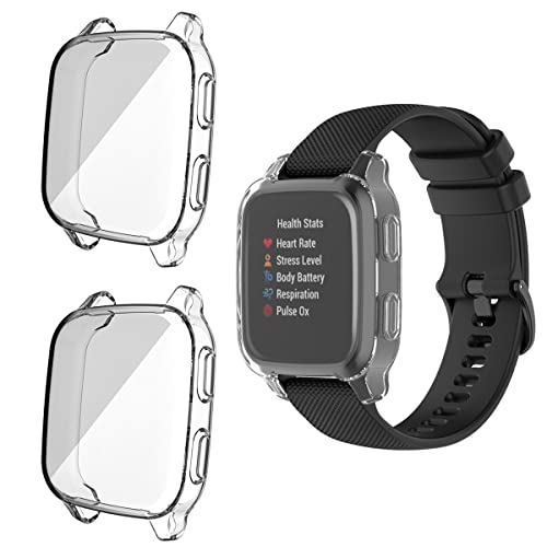 HOMTERN 2er-Pack Hüllen kompatibel mit GARMIN Venu Sq 2 Hülle und Venu Sq Hülle, flexible TPU-Vollabdeckung, stoßfeste, kratzfeste Schutzhülle, transparent von HOMTERN