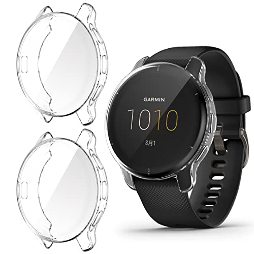 HOMTERN 2er-Pack Schutzhüllen kompatibel mit Garmin Venu 2 Plus, Flexible TPU-Vollabdeckung, stoßfest, Kratzfest, 43 mm, kristallklar von HOMTERN