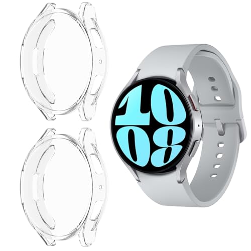 HOMTERN 2er-Pack Schutzhüllen kompatibel mit Samsung Galaxy Watch 6 40 mm/44 mm, flexible TPU-Schutzhülle, stoßfest, kratzfest, transparent, 2 Stück (Watch 6 44 mm) von HOMTERN