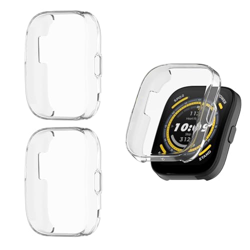 HOMTERN [3er-Pack] Kompatibel mit Amazfit Bip 5, weiche TPU-Schutzhülle, leicht, sturzsicher, kratzfest, flexibler Bildschirm, vollständig abgedeckt, 3er-Pack, transparent von HOMTERN