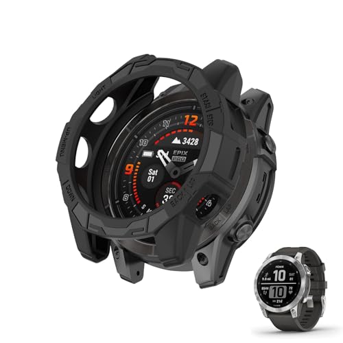 HOMTERN Kompatibel mit Garmin Fenix 7, Fenix 7 Pro, EPIX Pro 47 mm, weiche TPU-Schutzhülle, leicht, sturzsicher, kratzfest, flexible Rüstung, schwere Schutzhülle, schwarz von HOMTERN