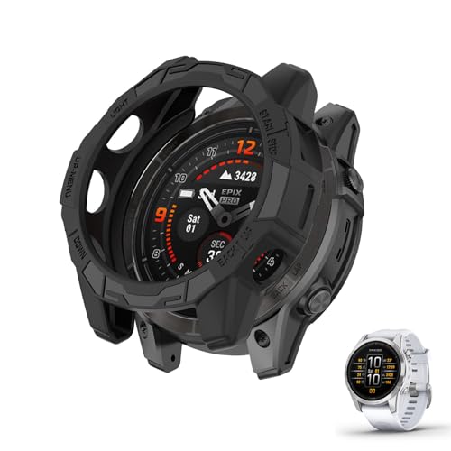 HOMTERN Kompatibel mit Garmin Fenix 7S, Fenix 7S Pro, Epix Pro 42 mm, weiche TPU-Schutzhülle, leicht, sturzsicher, kratzfest, flexibel, robust, Schwarz von HOMTERN