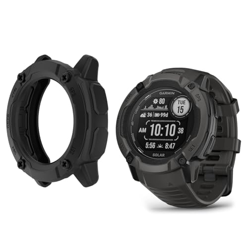 HOMTERN Schutzhülle für Garmin Instinct 2X, flexible Silikon-Schutzhülle, stoßfest, kratzfest, Smartwatch-Zubehör nur für Garmin Instinct 2X, Schwarz von HOMTERN